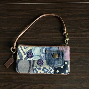 Coach Patchwork Wristlet in Blue, Purple, Tan